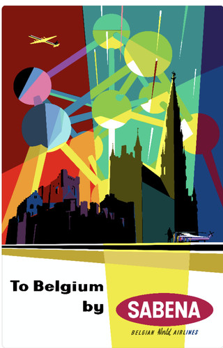 Affiche poster sabena belgium - affiche,