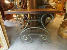 ancienne table de boucher boucherie en fer forgé et laiton terrasse  epok 1900