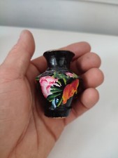 Vase grès miniature - peint à la main - décor de fleurs - art nouveau - H. 6 cm