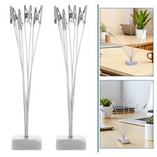  Lot de 2 porte-photos style arbre - Porte-cartes carré argenté pour table -