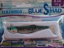 Leurre souple monté Flashmer Blue Shad 8cm 15g Maquereau vert