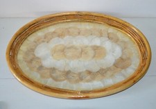 Plateau de service en rotin osier bois et nacre vintage déco années 60 / 70 's