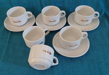 6 TASSES A CHOCOLAT MALONGO + 4 SOUTASSES . ECRITURE DOREE