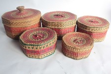 Boites gigognes octogonales tressées main vannerie (72624)