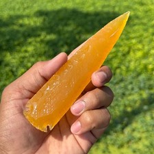 Pointe de flèche en verre sélénite jaune 5"-6" | Lance en silex en cristal...