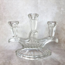 Bougeoir Art Déco en Verre Pressé - Chandelier vintage - vague