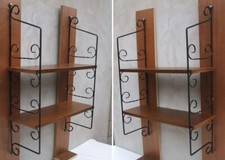 ETAGERE MURALE - BOIS & METAL - SCANDINAVE - ANCIEN - VINTAGE - A