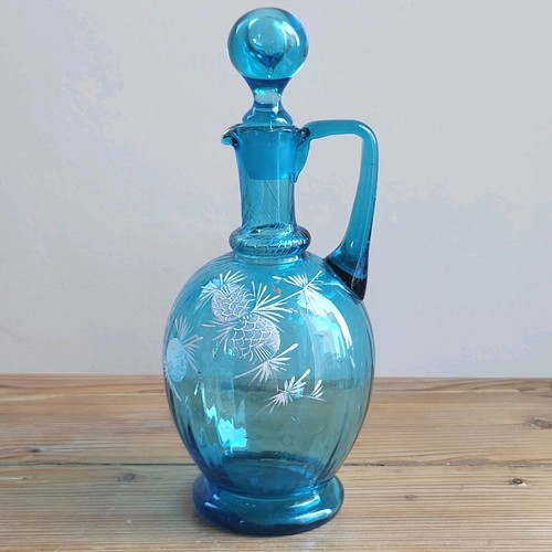 Ancienne carafe verre bleu - carafe, en