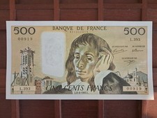  Billet 500 FRANCS PASCAL  SPL+  du 6-8-1992 Petit numéro ! RARE