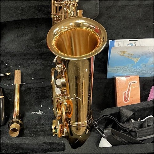 Gold alto saxophone - saxophone, brass