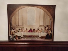 Belle peinture religieuse ancienne -huile sur bois de 1935 signée Rouanet- 50x40