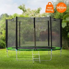 Trampoline extérieur enfant filet de sécurité échelle amovible vert rond 305 cm