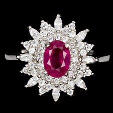 925 Argent Sterling Bague Ovale Rubis 7x5mm Simulé Zircone Gemme Bijoux Size 9.5