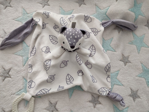 Doudou renard blanc - blanc, gris