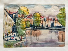 Adolphe Beaufrère - Dessin Aux Crayons Gras De Couleur - Paysage Du Midi