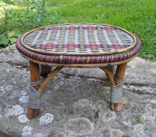 Ancien repose pieds rotin - repose-pieds, en