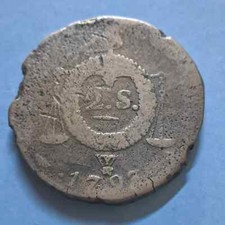 Très rare 2 sols aux balances ou à la table de loi.  1793, Saint Omer. Etoile.