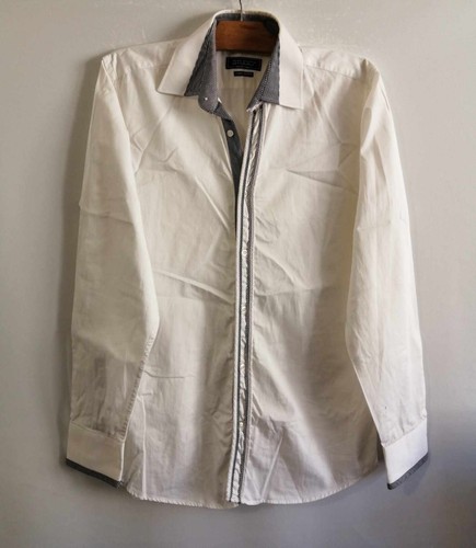 Chemise blanche bordure bleue