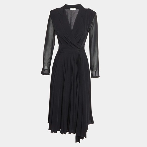 Robe midi sandro noire crêpe - sandro,