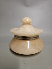 JOLIE BOITE EN ALBATRE BEIGE / RONDE / VINTAGE/ BOITE A BIJOUX 