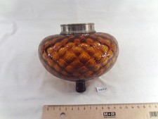 ancien réservoir ou toupie en verre ocre de lampe à pétrole Ø 14,6 cm (DH66)