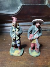 Santons de provence Ancien...Le vendeur d'ail et Le Chasseur.9cm