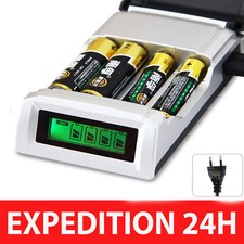 LCD 4 Emplacements Chargeur De Piles Rechargeables Pour AAA AA NI-MH Batterie
