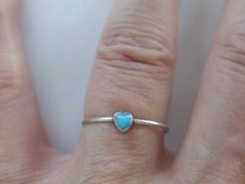 bague fine argent 925 poinçon et testée coeur pierre véritable turquoise 0.47gr