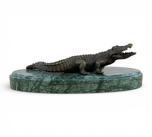 Sculpture crocodile bronze - sculpture, en