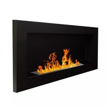 Cheminée murale à bioéthanol 90 cm à suspendre avec cadre noir design moderne