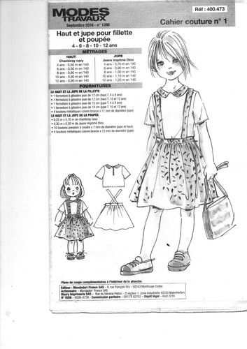 Patron enfant fille haut et - patron,