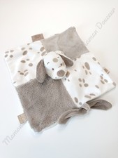 Doudou Plat Carré Max Noa Et Tom Chien Beige Blanc Marron Attache Tétine  Nattou