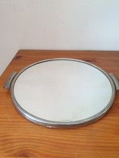 Plateau miroir tour chromé vintage 34 cm