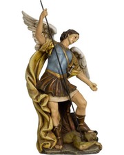 Statue De Saint Michel Archange 15 Cm En Pâte De Bois De Valgardena