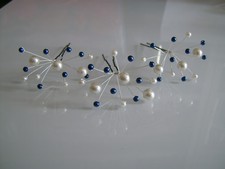 Lot Pics/épingle/Bijou Cheveux robe Mariage/Mariée Bleu Roi Marine/Blanc  perle
