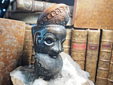 GROSSE ET ANCIENNE  PIPE AFRICAINE EN TERRE CUITE   tete de chef   Peuple Bamile