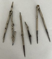 Lot Anciens outils métal compas tire ligne compas pointe sèche