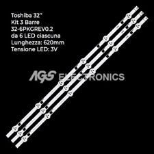KIT 3 BARRES LED TV BANDES TOSHIBA 32-6PKGREV0.2 32W2433D 32W2453RK