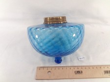 ancien réservoir ou toupie en verre bleu de lampe à pétrole Ø 14,5 cm (DH37)