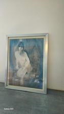 Nu féminin signé Claude Lacroix - 39x50 cm - cadre métal - vintage