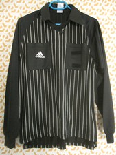 Maillot Arbitre Adidas Football Noir rayé 2 poches vintage shirt jersey - M