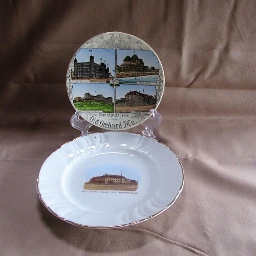 Pair antique souvenir plates - antique,