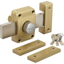 Verrou à bouton pour porte d\'entrée pêne long 140 mm Cylindre 45 mm 3 clés cr