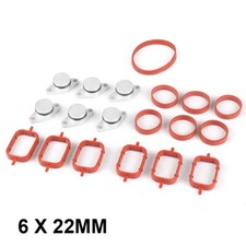 6 BOUCHONS CLAPET VOLET D'ADMISSION  22 MM BMW + JOINTS 330D 330CD 320D 530D 