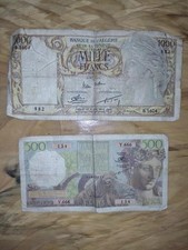Billets Algérie 500 & 1000 francs + Pièce Afrique de l'Ouest