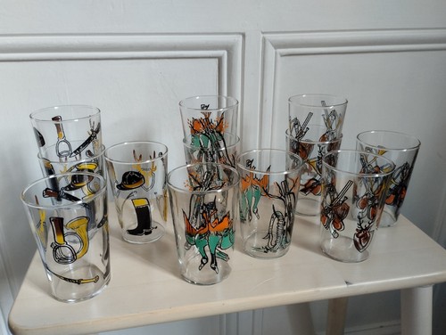 Lot verres anciens vintage - 12,