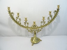 ANCIEN CANDELABRE BOUGEOIR 7 FEUX AUTEL EGLISE BRONZE CANDELABRA CANDLE HOLDER