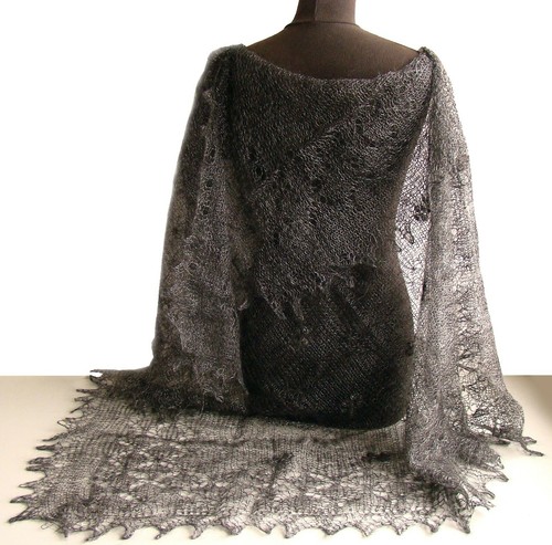 Grand châle gris tricoté - gris,