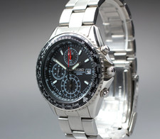 [N COMME NEUF] Seiko Flightmaster Pilot 7T92-0CF0 Chronographe Noir Quartz...