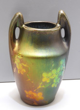 -SUPERBE PETIT VASE CERAMIQUE IRISEE & avec PETITES FLEURS  signé MONTIERES   D